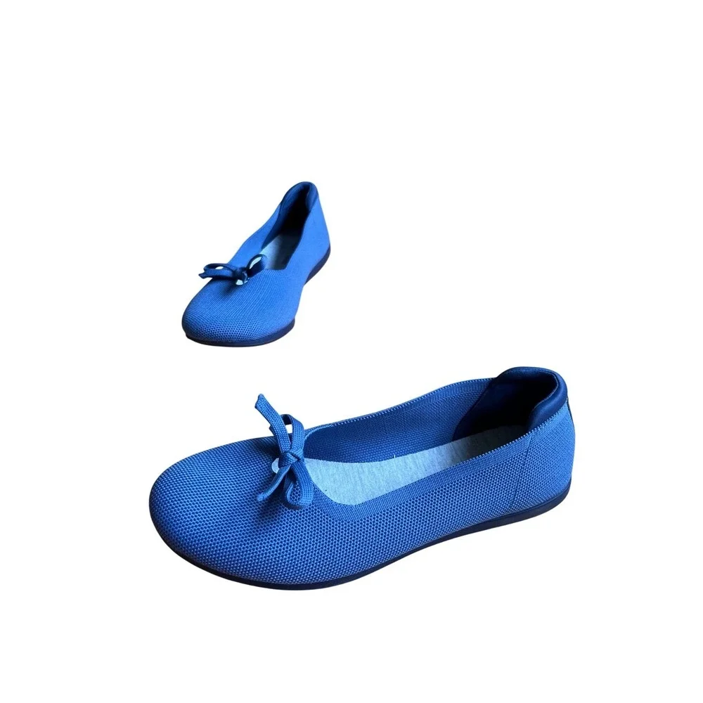 Clarks Cloudsteppers Blue Knit Bow Ballet‎ Flats Womens 9 W Balletcore Travel